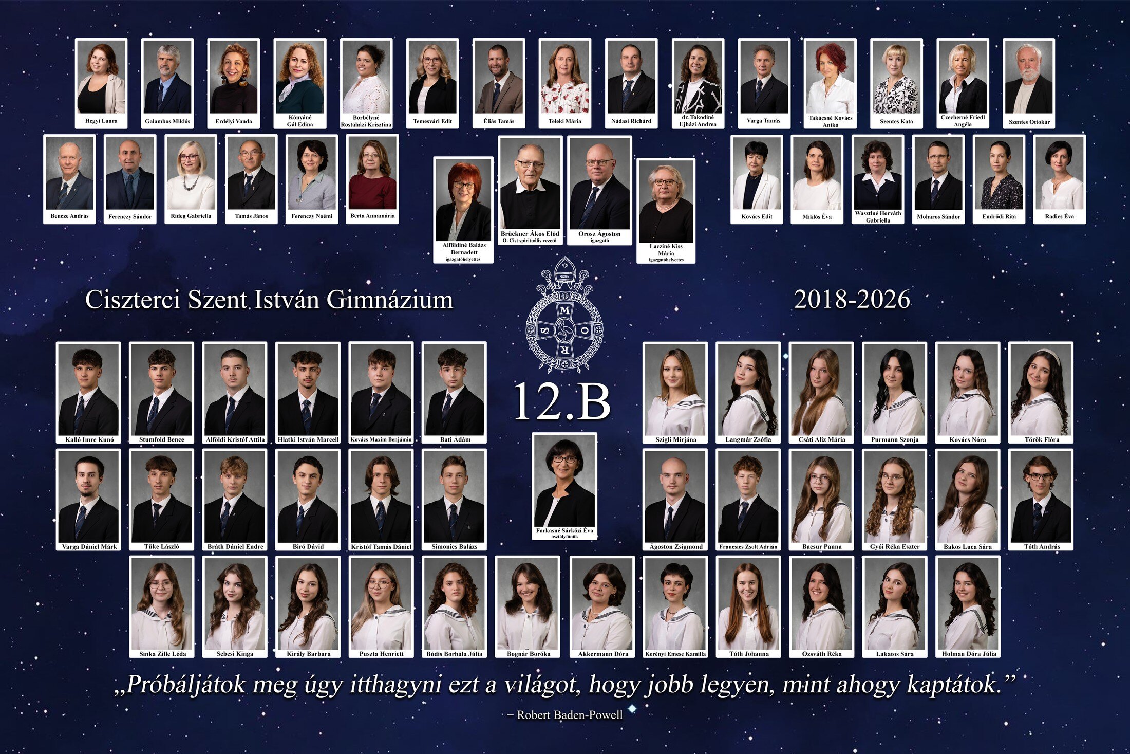 Ciszterci Szent István Gimnázium 12.B tabló